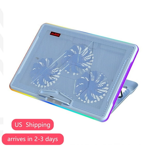 AJAZZ ANC160 Laptop Cooling Pad, Full Surround LED Strip, 15 Types of Lighting Effects, 3 Stepless Adjustment Quiet Fans, 7 Angle Adjustment Blue