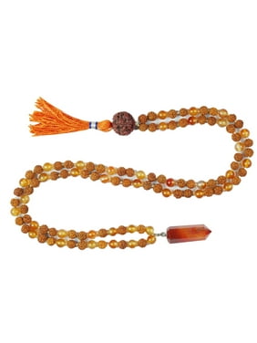 Mogul Chakra Mala Beads Healing Reiki Carnelian Pendants With Rudraksha 108