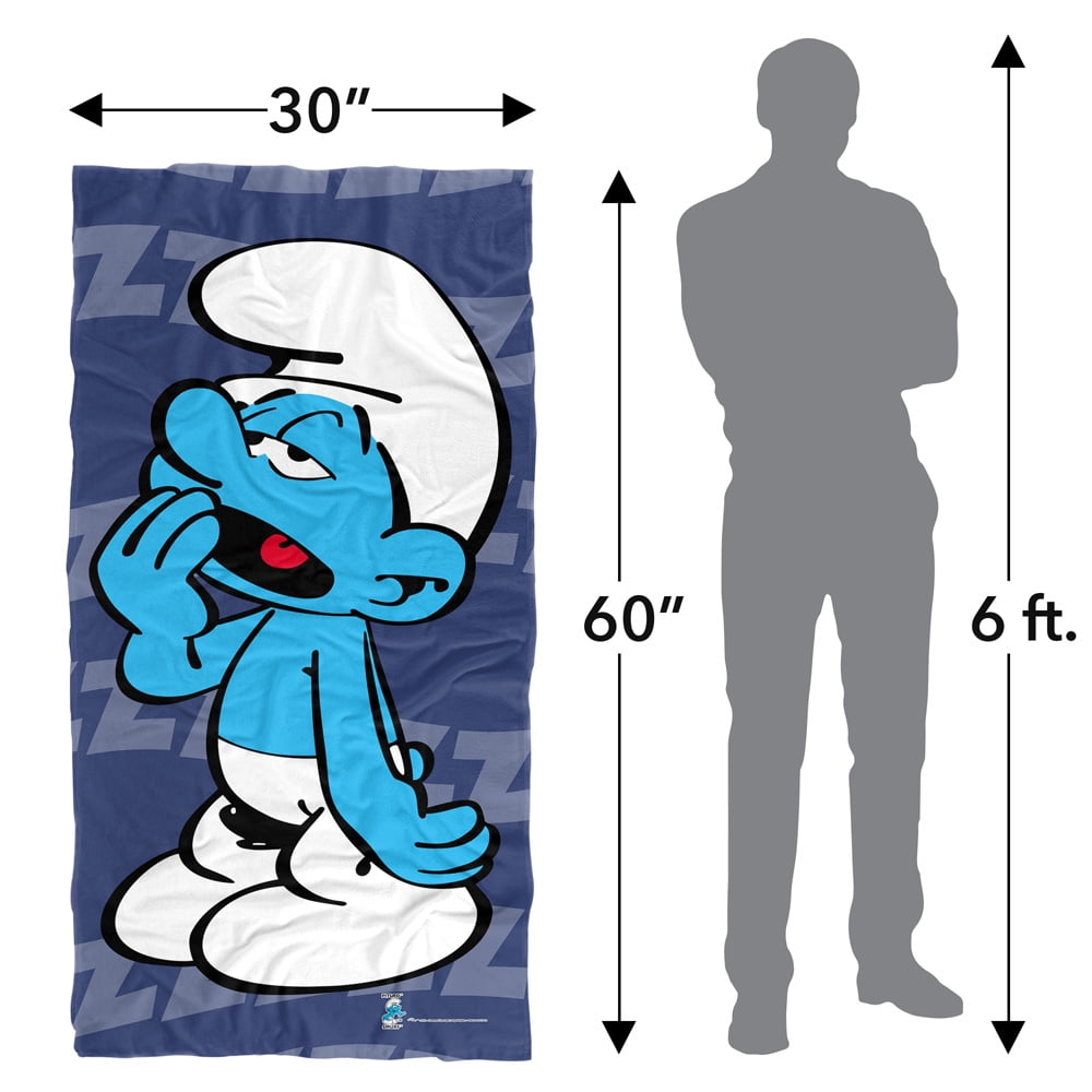 The Smurfs Beach Towel, 30'x60' Lazy Smurf Beach Towel