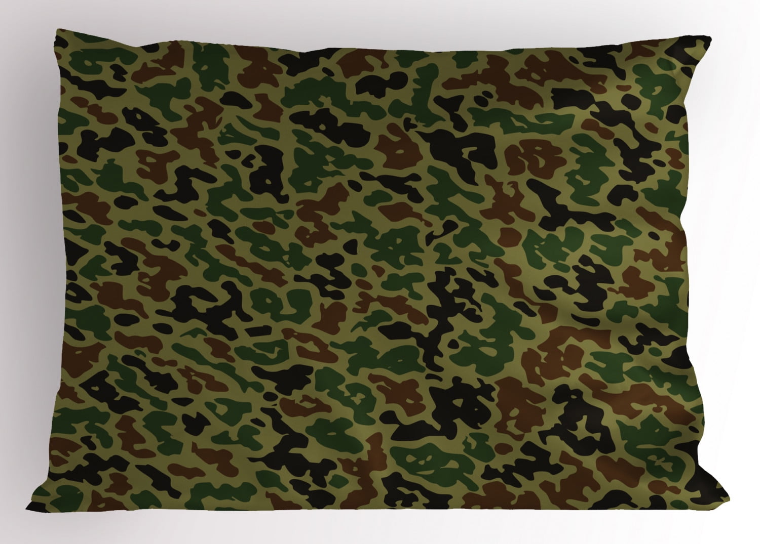 Camouflage Pillow Sham Military Green Pattern Abstract Formless Design