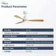 thumbnail image 6 of Sofucor 48 Inch Smart Ceiling Fan with Lights and Remote/APP Control, Compatible with Alexa/Google, 3 Blade Yellow White Solid Wood Low Profile Ceiling Fan for Indoor Outdoor Bedroom Farmhouse Patio, 6 of 8