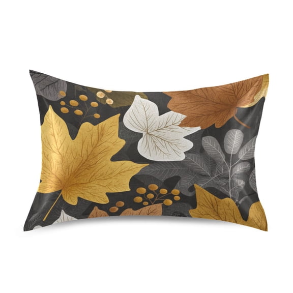 Autumn Pattern Featuring Maple Leaves Seeds Satin Pillowcase Envelope Design Pillow Covers 1 Pack Standard Size 20" x 26"