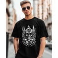 thumbnail image 1 of Camisetas de manga corta con estampado floral de calavera abstracta para hombre, camisetas de cuello redondo, 1 of 8