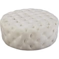 thumbnail image 1 of Meridian Furniture Addison Ottoman et Banc en Velours Crème Capitonné, 1 of 4