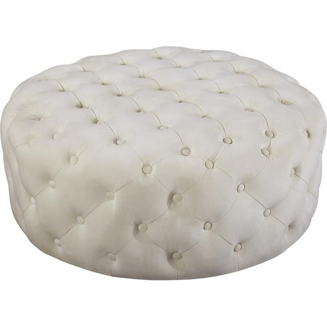 Meridian Furniture Addison Ottoman et Banc en Velours Crème Capitonné