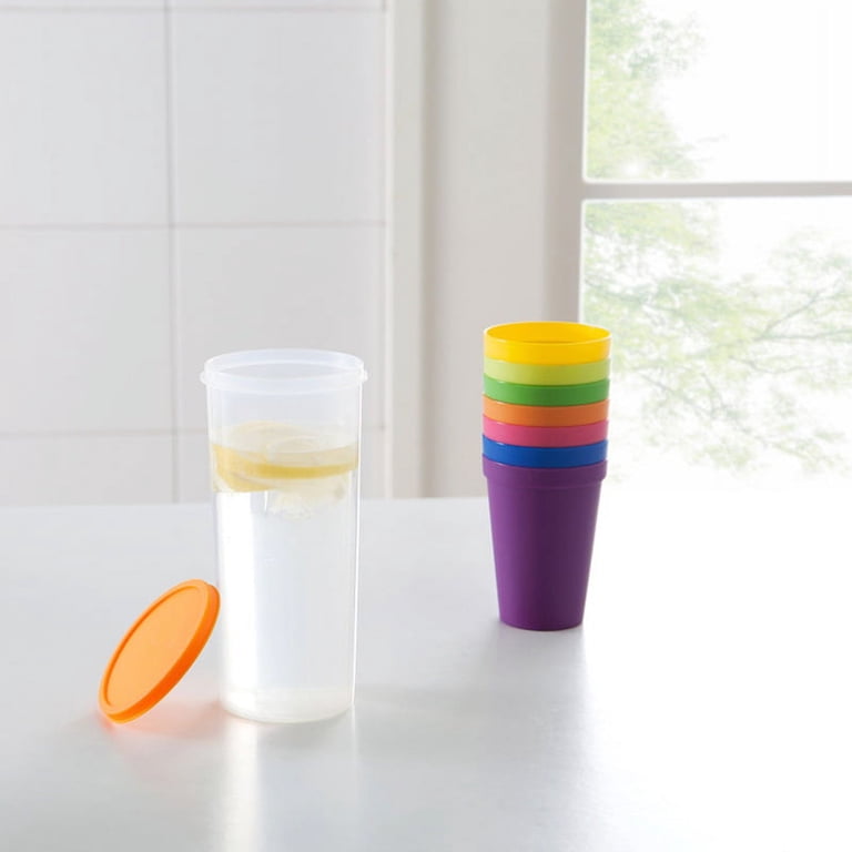 Triani Kids Reusable Party Cups Set of 8 - 8 oz Plastic Drinking Cups for Children & Toddlers - Dishwasher Safe, Bright Colored, Portable