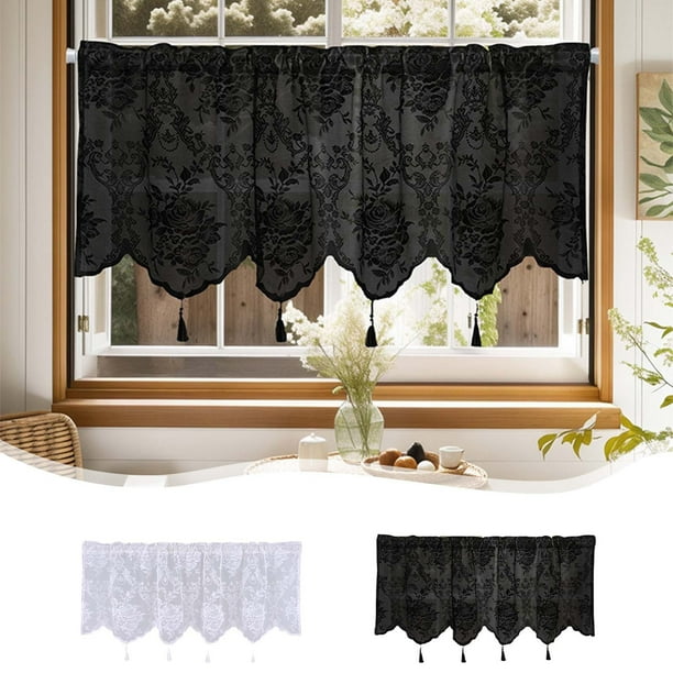 Cortina de pantalla de poliéster tejido fino blanco | Cortina de bolsillo para varilla filtrante de luz | 132x46cm | Ajuste universal | Elegante panel de ventana decorativo transparente para el