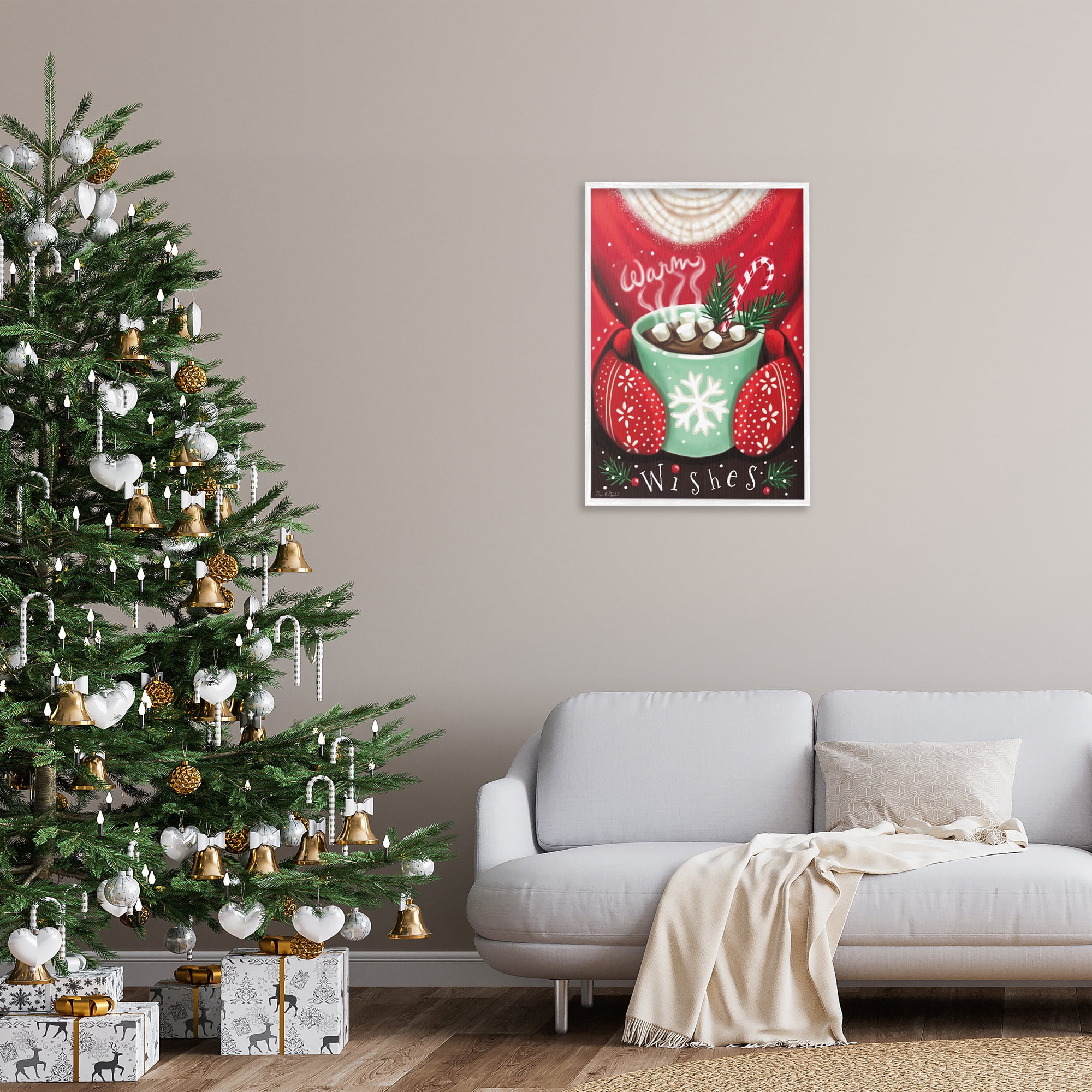 Stupell Industries Warm Wishes Hot Cocoa Holiday Painting White Framed Art Print Wall Art, 20 x 30