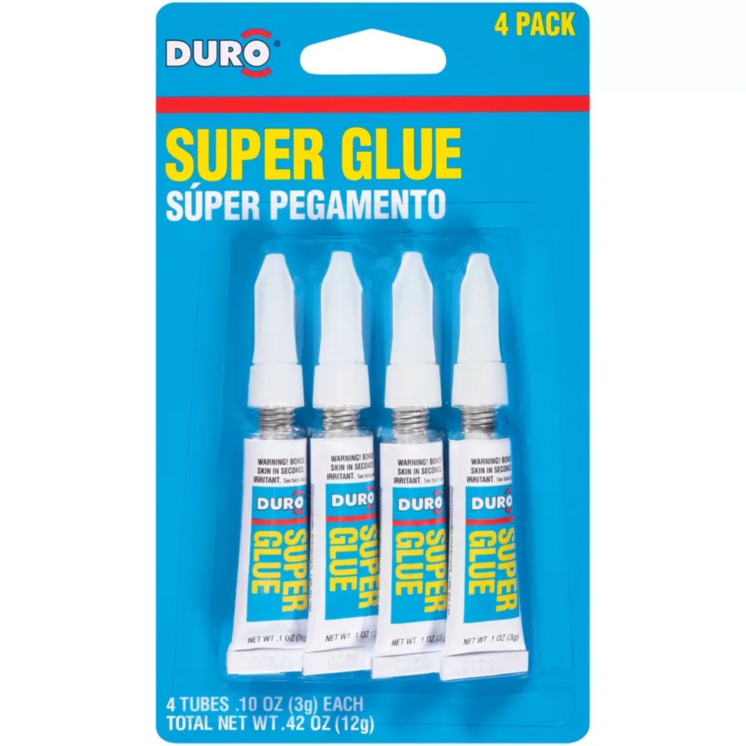 Duro Super Glue, 4 pack, Clear 0.1 oz Tube