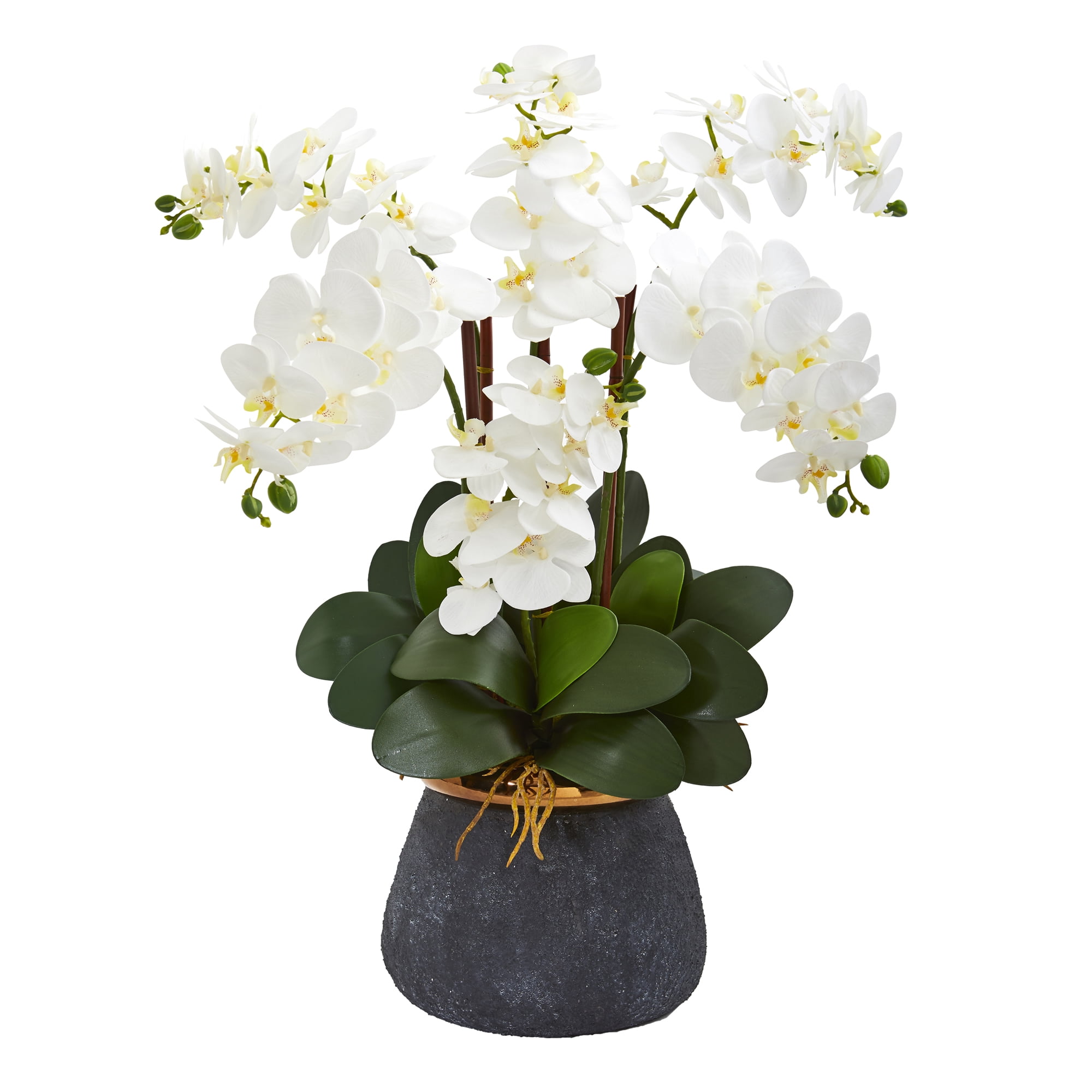 Nearly Natural Phalaenopsis Orchid Artificial Arrangement in Stoneware