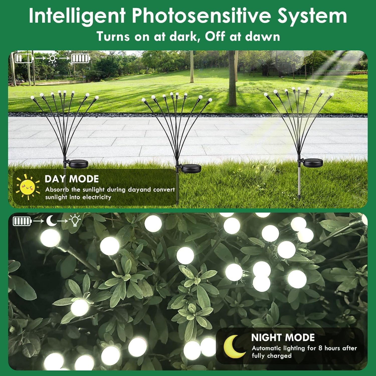 CTAnnie 2025 Solar Lights Outdoor Waterproof, 4 Pack Solar Garden Lights, Firefly Light Outdoor Waterproof, Twinkle Swaying Fairy Light for Yard Patio Pathway Garden Decoration (Cool White)