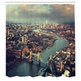 thumbnail image 3 of Ambesonne London Shower Curtain, Thames River and Bridge, 69"Wx84"L, Almond Green Orange, 3 of 4