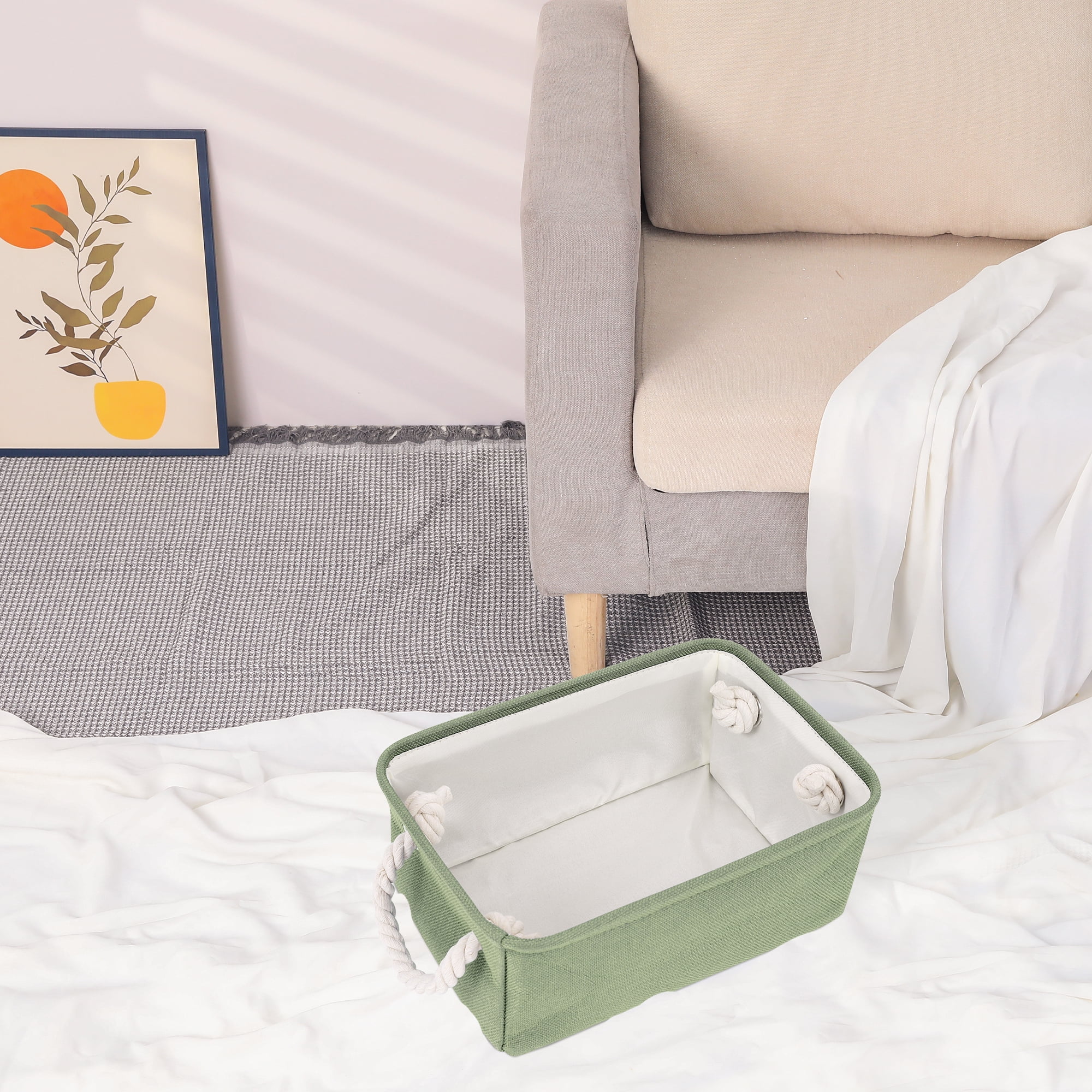 Unique Bargains Storage Bin with Handles for Closet Organizers Green 12.2"x8.3"x5.1"