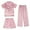 3PCS-Pink, variant on URMAGIC 4-14T Little Big Child Girl Boy Silk Satin Pajamas Short Sleeve 2PCS Sleepwear