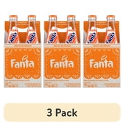 (3 pack) Fanta Orange Soda Pop, 355 mL, 4 Pack Glass Bottles