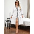 thumbnail image 2 of Ekouaer Plus Size Robe for Women Waffle Knit Bathrobe Short Lightweight Kimono Robes with Pockets Maternity Robe, 2 of 6