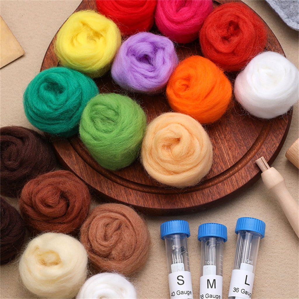 Geemin 18 Colors Needle Felting Kits Wool Felting Tools Handmade Felt Needle Wool Felting Accessories for Adults Felting Supply