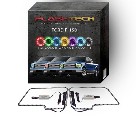 Flashtech RGB Multi Color Changing LED Halo Ring kit for 2009-2014 Ford F-150 Headlights