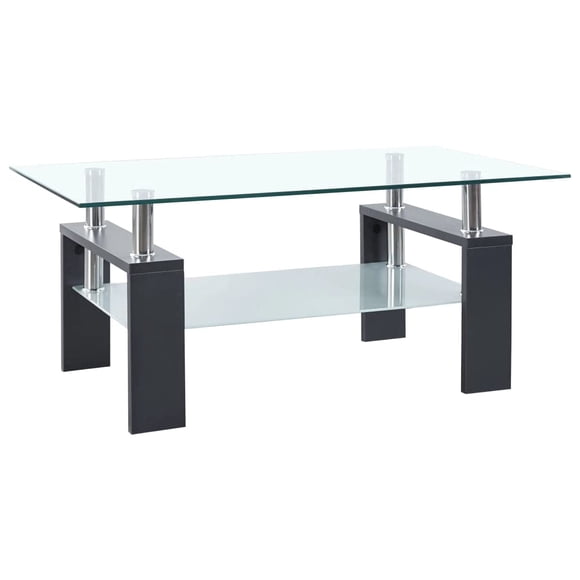 Mesa de café VidaXL con marco de melamina gris y tapa de vidrio templado