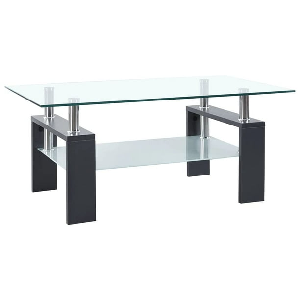 Mesa de café VidaXL con marco de melamina gris y tapa de vidrio templado
