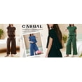 thumbnail image 5 of PUWEI Women's 2 Piece Smocked Top & High Waisted Wide Leg Pants Set Boho Matching Set Lounge Outfit with Pockets, 5 of 7