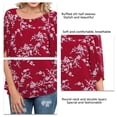 thumbnail image 4 of Top casual de gasa de media manga,Top de cuello redondo para mujer Camiseta casual de gasa Camiseta de gasa para mujer Características mejoradas, 4 of 5