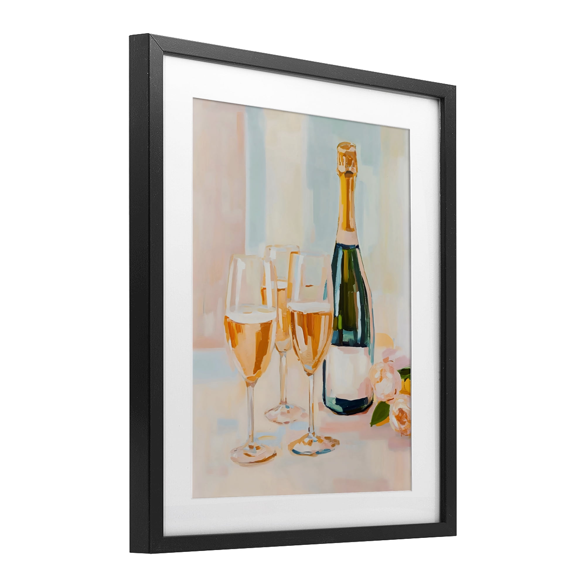 Stupell Industries Champagne Triple Toast Black Framed Print Under Glass, design by The Prints Vibe