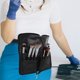 thumbnail image 5 of Bolsa de maquillaje de gran capacidad, de piel sintética, organizador profesional de brochas con cremallera y correa para cinturón., 5 of 8