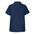 thumbnail image 3 of IROINNID Women's Workwear V-Neck Button Up Blouse Short Sleeve Tunic Tops with Pocket,Loose Fits Casual Solid Color Shirt for Office and Clinic Wear(Navy#1,), 3 of 4