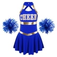 thumbnail image 3 of Zaldita Girls Cheer Leader Fancy Dance Dress Outfits Cheerleading Dance Costume Cheer Up Performance Uniform with Pom Poms Royal Blue 6, 3 of 7