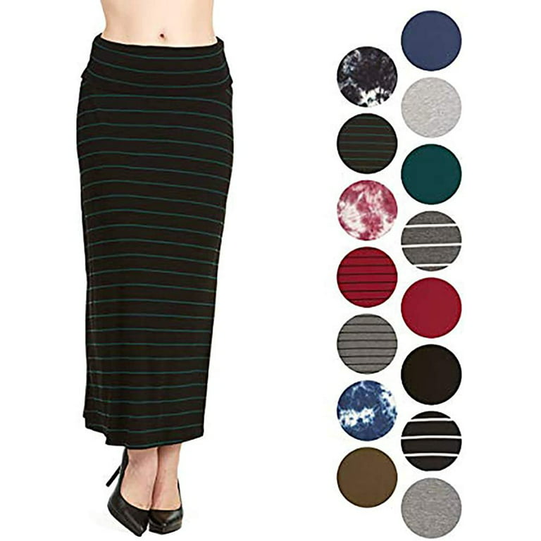 Women's Plus Size Maxi Skirt - Fold Over High Waisted Long Skirts