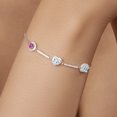 thumbnail image 4 of Gem Stone King 925 Sterling Silver Bracelet for Women Round Pink Moissanite Aquamarine (1.42 Cttw), 4 of 4