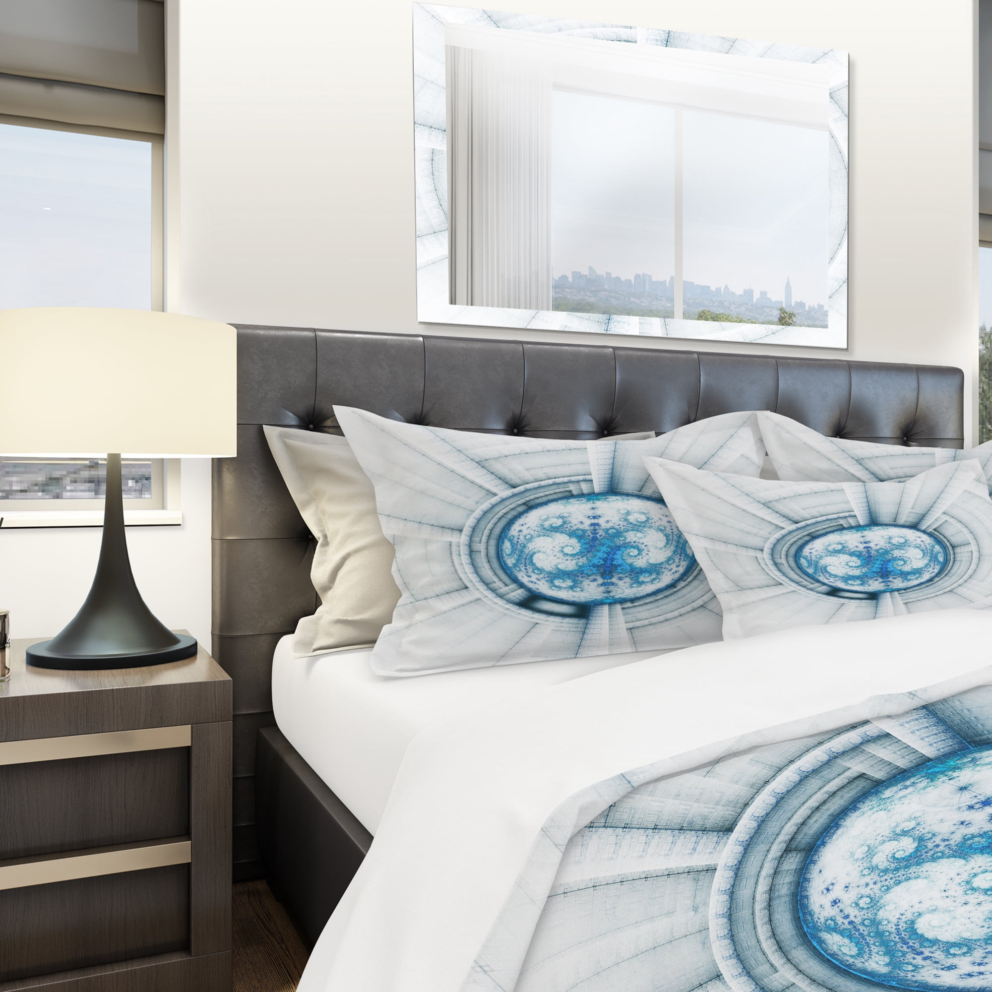 Designart 'Glowing Soft Blue Fractal Flower' Modern & Contemporary Duvet Cover Set