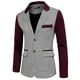 thumbnail image 5 of Blazer de patrón a cuadros para hombres Inspire Chic, corte slim, abrigo deportivo casual en burdeos y blanco, 5 of 7