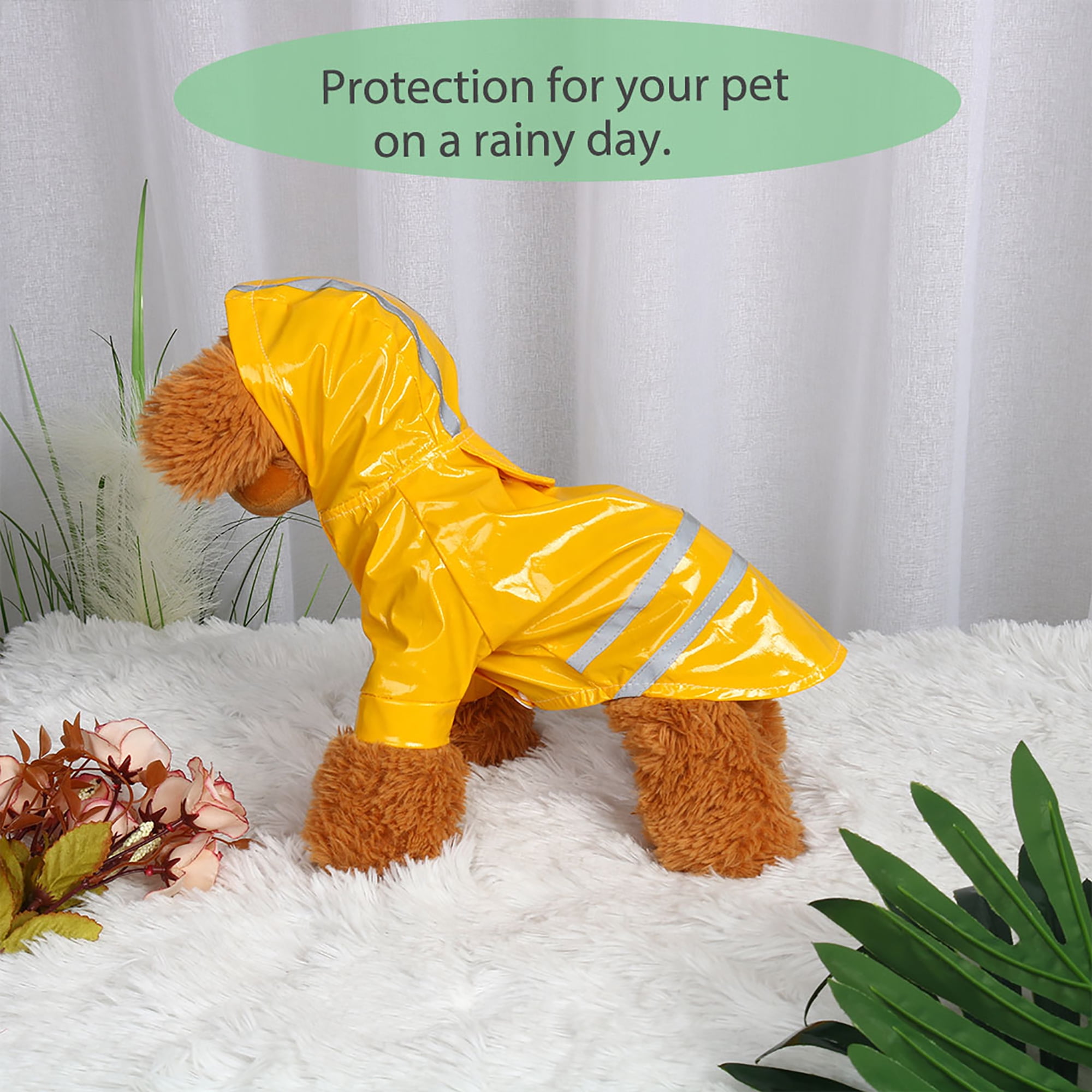 Water Resistant Dog Raincoat Pet Clothes Rain Jacket Hooded Outdoor