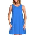 thumbnail image 1 of Easygdp Dodgerblue para Vestido Transpirable de Mujer, Vestido Suelto de Manga Corta con Pliegues y Bolsillos para el Verano, 1 of 7