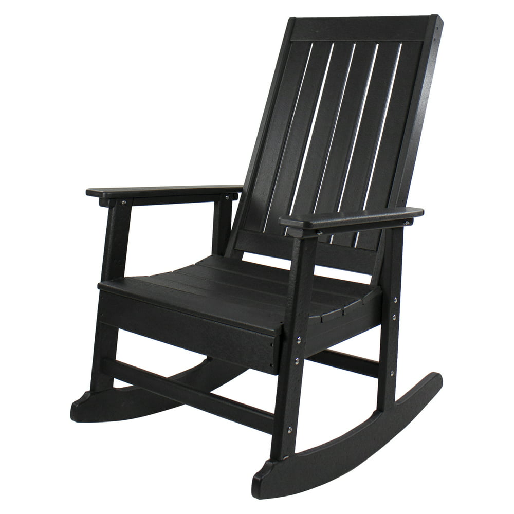 All Weather Recycled Plastic Outdoor Rocking Chair, Black - Walmart.com