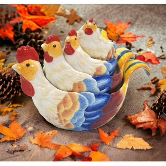Ceramic Rooster Measuring Cup Set of 4