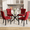 Red Chairs + Black Legs Table, variant on 47 Inch Glass Dining Table Set for 4, Modern Rectangular Glass Kitchen Table with 4 Upholstered Velvet Chairs, Space-Saving Dining Room Set for Living Room, Kitchen, Apartment - Black Gold