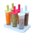 thumbnail image 1 of 6 Cells DIY Ice Cream Maker Lolly Mould Plastic Round Shape Popsicle Make Molds, 1 of 7
