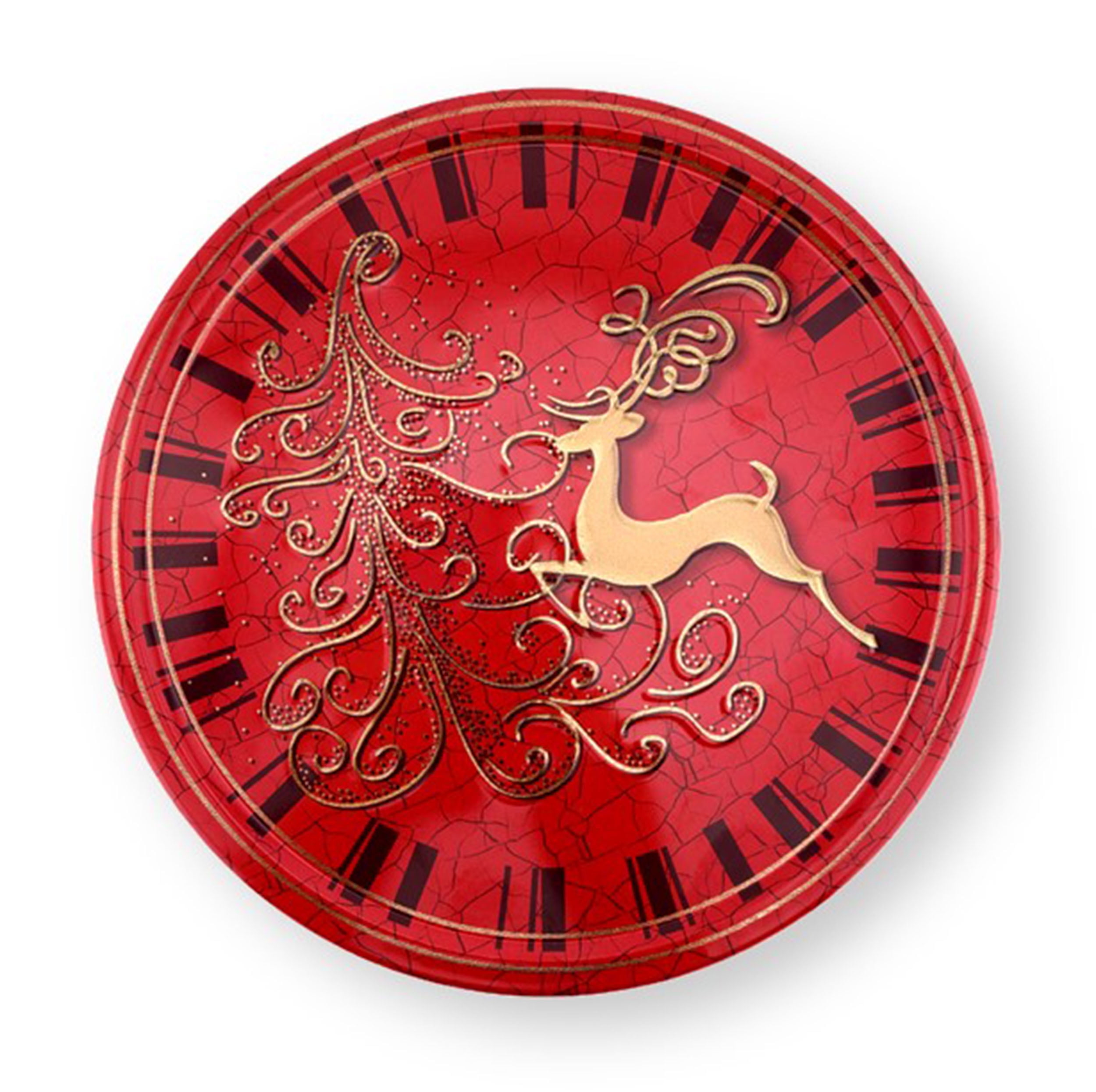 Jacobsens Danish Butter Cookies Reindeer Embossed Gift Tin with Bonus Gift Gold Stainless Steel Tongs 14.1Oz. (400 g.)