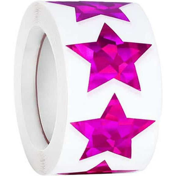 PVC Self-Adhesive Glitter Stickers Waterproof Decals for Party Decorative Presents Star Fuchsia 25x25mm about 500pcs/roll