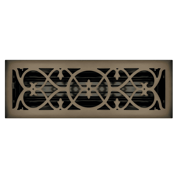 4" x 14" Oil Rubbed Bronze Victorian Style Floor Register - Decorative Vent Cover