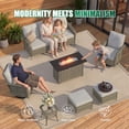 thumbnail image 4 of Clouddwell 7 Pieces Outdoor Patio Furniture Set, Rattan Wicker Sectional Swivel Rocker Chairs Sets with Fire Pit, Light Gray/Yellow, 4 of 9