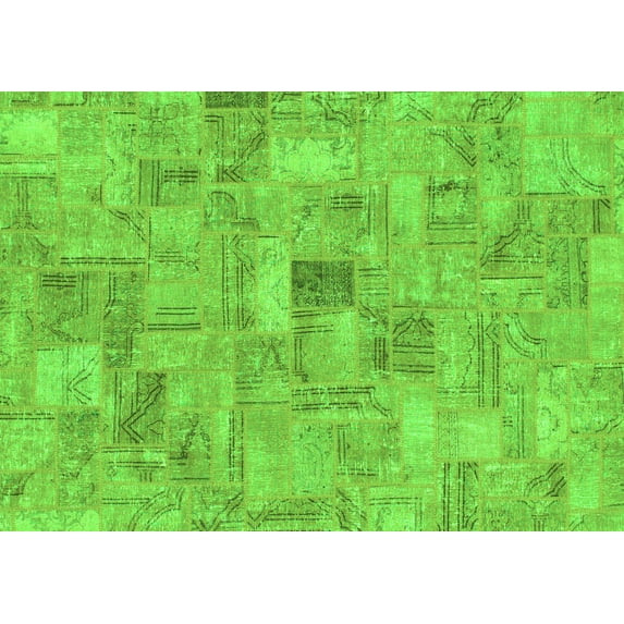 Ahgly Company Indoor Rectangle Patchwork Green Transitional Area Rugs, 5' x 7'
