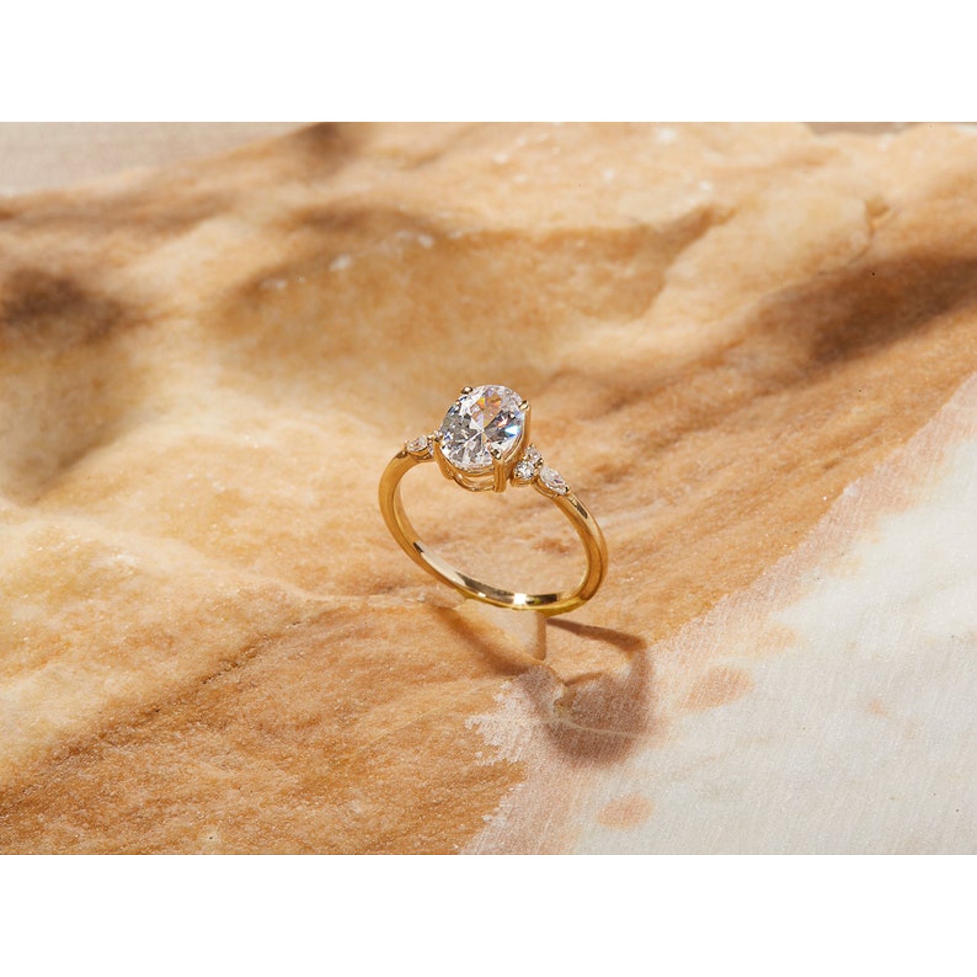 Bague De Fiançailles Vintage Moissanite 2,70 Ct - Or Blanc 14k - Taille 6 - Création Labo