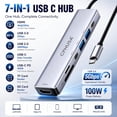 thumbnail image 2 of CPHUSA USB C Hub 7-in-1 for MacBook Pro Air, Multiport Adapter with 4K HDMI, 100W PD Charging, USB 3.0, SD/TF Card Reader, USB-C Docking Station for MacBook, Dell, HP and other Type-C Devices, 2 of 7