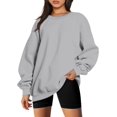 thumbnail image 2 of ORUYROP Sweat-Shirts Oversize pour Femmes Pull Col Rond Décontracté Silod Couleur Polaire Chandails, 2 of 7