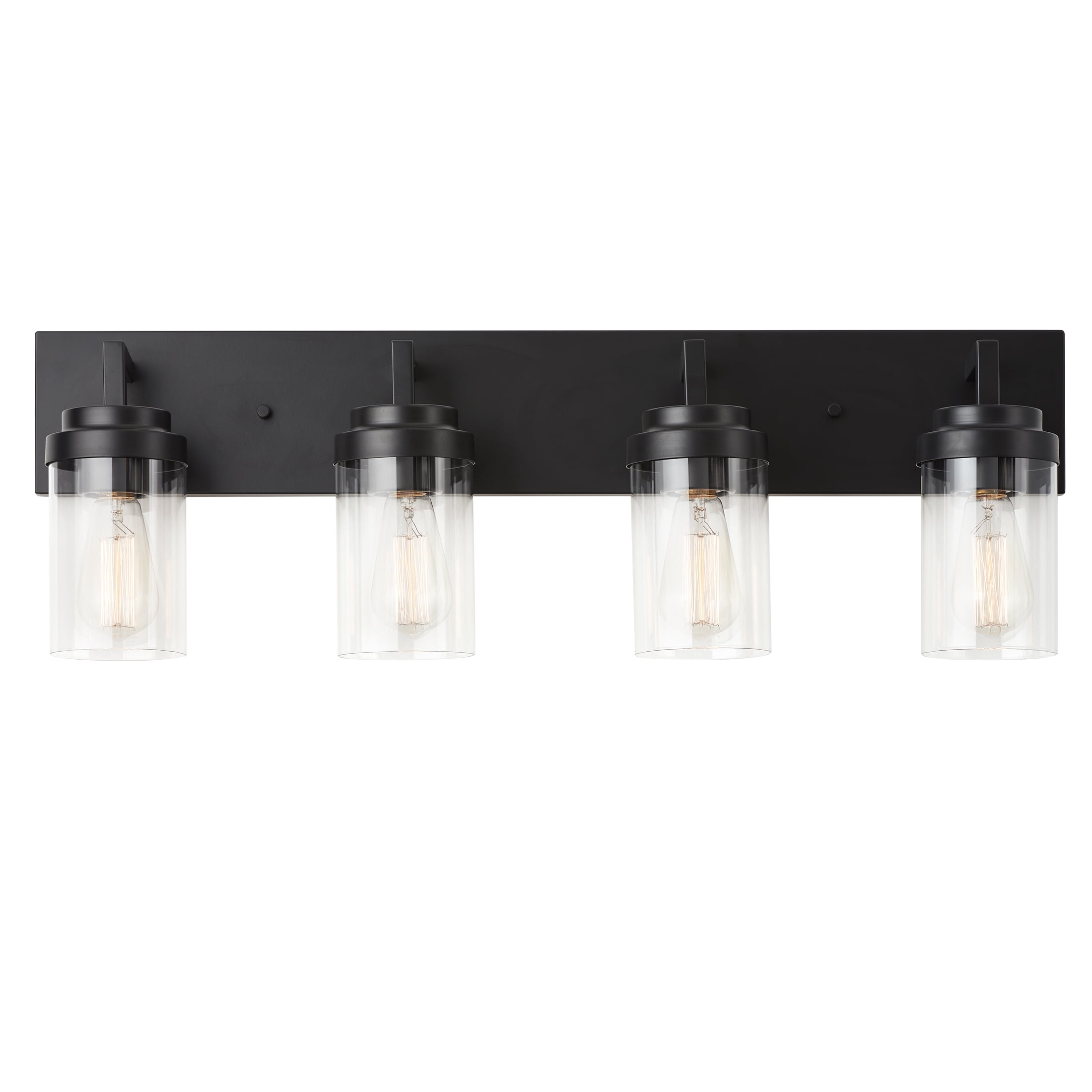 Kyrid 4-Light Black Dimmable Vanity Light over Mirror with Glass Shade for Bathroom