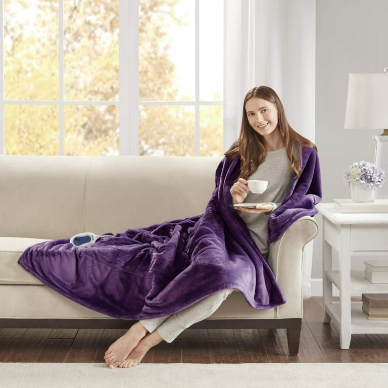 Beautyrest Microlight to Sherpa Reversible Electric Blanket - Queen - Purple  - Walmart.com